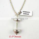 Weightlifting Barbell Strength Honour Charms Sports Gym Necklace