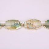 Full Strand Dragon Vein Agate Stone Beads, Oval Agate Druzy Gemstone Fashion Gold Plated Jewelry thumbnail-3