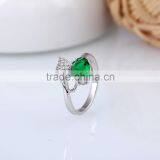 Unique Silver Green Apple With Leaf Ring With Emerald Green Zircon thumbnail-2