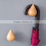 china suppliers FSC&ISO9001rain drop wall mount hanging beech wooden clothes hook for home sale