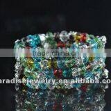 4 Rows Emerald Rhinestone Coil Bracelet thumbnail-1