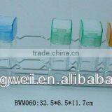 6pcs Glass Spice Jar Set With Metal Rack