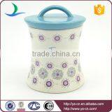 Modern Style Ceramic Storage Containers With Blue Lid thumbnail-2
