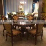 Royal Design Home Furniture Round Dinning Table With Six Chairs, Hand Carved Wood Dinning Room Set thumbnail-2