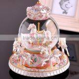 Exclusive Resin Carrousel Rotate LED Music Snow Globe