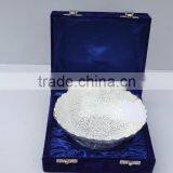 Silver Plated Brass Bowl With Emboss in a Blue Velvet Box thumbnail-1