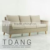 Fiji Wicker Sofa with wooden legs - Contemporary Rattan furniture bench.