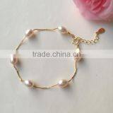 8-9 mm Purple Rice Shape Freshwater Pearl Bracelet thumbnail-1