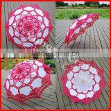 New Arrival Stock White and Rose Colors Victorian Lace Parasol thumbnail-1
