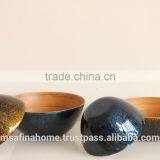Round Colored Lacquer Bamboo Salad Bowl thumbnail-2