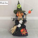Straw and Fabric Scarecrow Witch for Halloween Decoration thumbnail-1