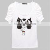 Women Printing Puff Sleeve t Shirt With Rivet/women Fashion Design t Shirt thumbnail-1