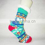 Ladies Chunky Thermal Knitted Fluffy Fleece Lined Fairisle Pattern Winter Slipper Socks thumbnail-5