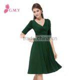 3/4 Sleeve Ruched Waist Classy V-Neck Casual Sexy Cocktail Dress Evening Dress thumbnail-1