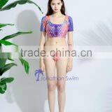 Women's Fashion Print Special Back Strap Design Nylon Spandex T-shirt Swimwear.