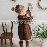 Classical Model Dresses For Girls With Wooden Buttons Cute Linen Dress Baby thumbnail-1