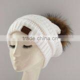 Myfur Wholesale Custom Made Real Fur Pom Winter Hat Women Fur Ball Knit Hat thumbnail-2