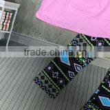 2016 New 3 Pieces Design Baby Girls Pink Top Scarf Aztec Pant Sets Girls Fashion Cute Boutique Set thumbnail-3