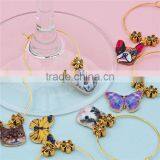 Hoop Earrings Gold Plated At Random Enamel Animal Flower Wine Glass Marker thumbnail-3