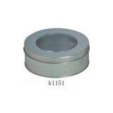 Back-Covered Round Tin Can With Wiondow thumbnail-1