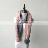 Multicolor or Pure Colour Genuine Rabbit Hair Ball Knitted Wool Scarf thumbnail-2