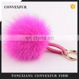 2015 fashion fur accessories fox fur car keychain colorful fur pompon bag charm