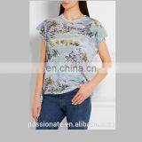 Custom Made T-shirts Unique Print Blue t Shirt for Women thumbnail-2