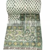 Indian Hand Block Printed Jaipur Razai Floral Printed Quilted Bedspread Winter Warm Quilt