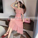 2020 New French Retro Polka Dot Dress Xia Nv Strapless Shoulder Short Sleeve Chiffon Skirt Factory Direct thumbnail-5