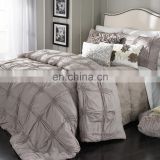 wholesale luxury modern dream pin tuck ruched geometric 100% cotton 180T  solid  3pc set bedding comforter