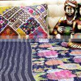 Indian Reversible Throw Ralli Gudri Bohemian Home Decorative Cotton Blanket Vintage Reversible Bedspread