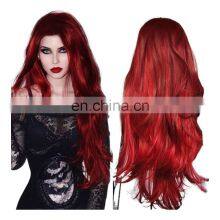 5 Color Blonde Long Straight Hair Blond Mixed Color Gradient Curly Wig Party Not Lace Front Synthetic Kinky Wig For Party Hair thumbnail-3