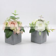K&B Top quality wedding decoration faux plant grey plastic potted floral suculents artificial flower in pot