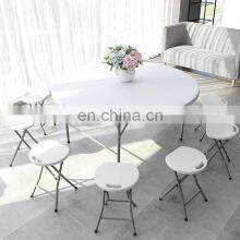 Portable White Round Dining Room Table Outdoor Camping Wedding Party Hire Plastic Folding Portable Picnic Table