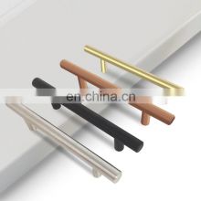 Brushed brass cabinet metal pull handle Stainless Steel T Bar Cabinet Handle Cupboard Tubular furniture handles