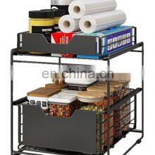 Under Sink Organizer and Storage Two Tier Pull Out Stackable Storage Shelf Cabinet Organizer Bathroom Organizer Large thumbnail-2