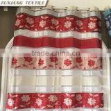 Floral Polyester Sheer Jacquard Stripe Rod-pocket Window Red Curtain thumbnail-1