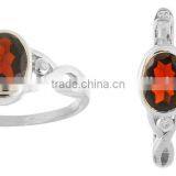 Red Oval Garnet Ring Earring Set thumbnail-1