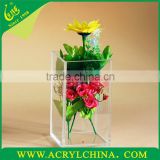 2015 clear acrylic rectangle storage box/PMMA desktop flower vase
