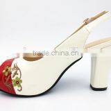 New High Class Mix Color Middle Heel Slingback Sandals With Embroider thumbnail-4