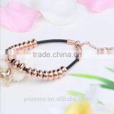 Fashion Austrian Crystal Plated Bracelets Leather Rope Heart Love Beads Bangles Jewelry thumbnail-3