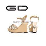 GDSHOE New Fashion Rhinestone Ladies High Heel Novelty Wedge Sandals