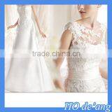 HOGIFT High-end Wedding Custom,lace Flowers Word Shoulder Sexy Bride Wedding,Sexy Mermaid Wedding Party Dress thumbnail-1