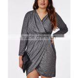 Best Selling Girls Wholesale Plus Size Jersey Wrap Dress Grey Marl thumbnail-3
