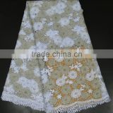 2015 top quality lace fabrics latest design african cord lace fabric white bridal lace fabric with breads