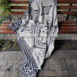 Gobelin Black and White Squares and Tapestry Throw Blanket thumbnail-3