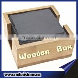 Wooden box package beautiful slate stone wholesale cup mat