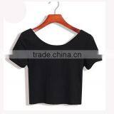 Sports Woman Plain Black Crop Top thumbnail-1