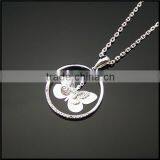 Factory Price Butterfly Inserted Circle Pendant Zinc Alloy Necklace thumbnail-1