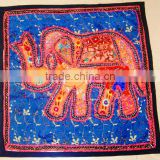 Vintage fabric elephant motif patchwork ethnic traditional tribal hand embroidered cushion cover